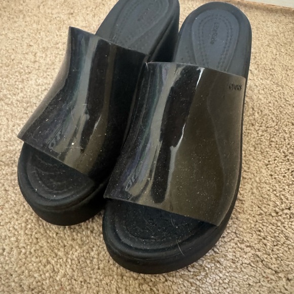 CROCS Black Mules with Chunky Heel and Platform - Picture 2 of 2